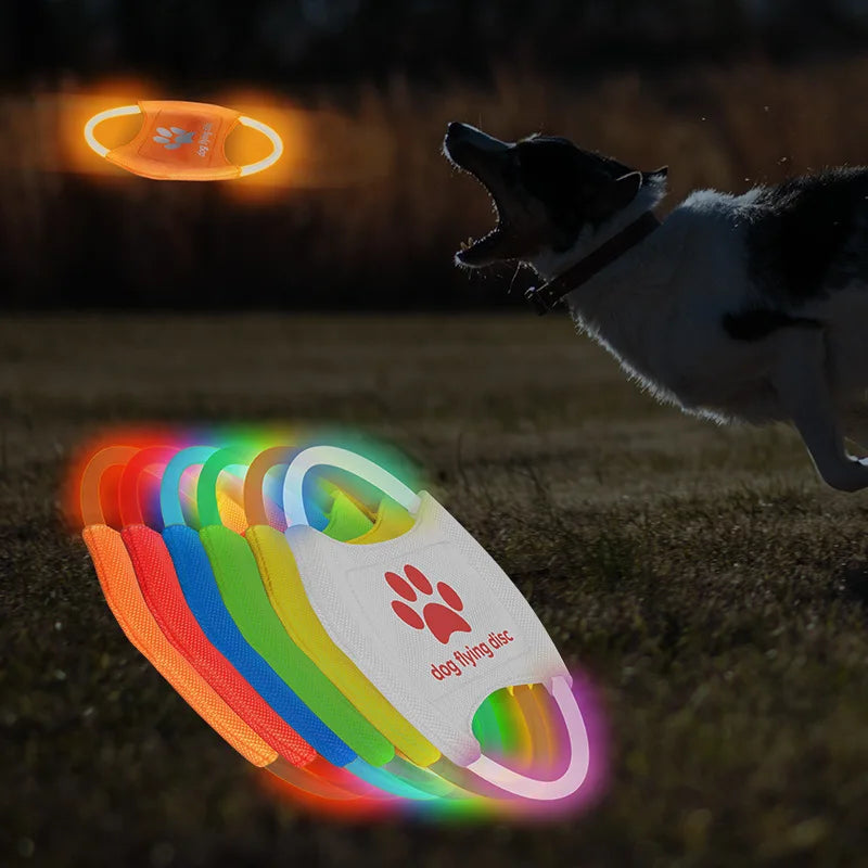 LED Dog Flying Disc,LED Light Dog Flying Pet Toys, Glow in The Dark Pet Toy,Visibility Lighted Pet Training Throwing Playing